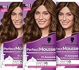 Schwarzkopf Perfect Mousse Permanente Schaumcoloration 665/6-65 Helles Schokobraun (93 ml), Haarfarbe mit perfekter Grauabdeckung, Coloration für intensive Pflege & strahlenden Glanz