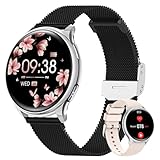 AIMIUVEI Smartwatch Damen mit EKG+HRV, 1,27'' Armbanduhr mit Telefonfunktion 150+ Sports, 24H Herzfrequenz Schlafmonitor SpO2, Menstruationszyklus BMI Fitness Tracker IP68 iOS Android Schwarz Silber