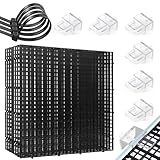 Ruioomeep Aquarium-Anti-Sprung-Set, 8 Stück Kunststoffgitter(30x30 cm) mit 6 Halterungen und 20 Kabelbindern,Aquarienabdeckung,Aquariumteiler für Bodenschutz und Aquascaping-Unterstützung (Schwarz)