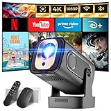 Beamer [1080P Native & Autofokus & 2025 Modell & Integrierte Apps] 4K Support Mini Beamer mit WiFi 6 Bluetooth 5.4 Air Remote Projektor Tragbarer Kompatibel mit HDMI/TV Stick/Memory Stick/Laptop