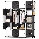 HOMIDEC Kleiderschrank, Tragbarer Regalsystem, 20 Würfel Schrank aus Kunststoff mit 3 Kleiderstange, Schlafzimmerschrank kleiderschrank Weiss für Schlafzimmer,180 x 145 x 45cm