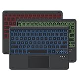 Emetok Kabellos Bluetooth Tastatur , Deutsche QWERTZ, mit Trackpad [7-Color Beleuchteten] für iPad 10.9(10. Gen)/iPad 10.2(9/8/7. Gen)/iPad 9.7/iPad Pro 12.9 11/iPad Air/Mini