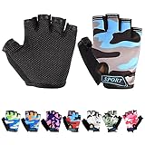 Mecmbj Kind Halb Finger Fahrradhandschuhe, Kinder Sport Handschuhe, rutschfeste Kindersporthandschuhe, zum Radfahren, Bootfahren, Yoga, Skaten, Klettern (Anwendbare Personen: 6-12 Jahre)