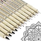KOUSICOO Micron Fineliner Schwarz Stifte Tuschestifte: 12 Schwarzer Set Zentangle Zeichenstifte Manga Zeichnen Lernen Wasserfest Fine Pigment Liner Drawing Art Supplies Technisches Comic Anime Malen
