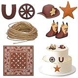 SUPVOX Cowboy Kuchenaufsatz Satz aus Kunststoff Western Tortendekoration mit Cowgirl Hut Stiefeln Leichte Party Deko für Cowboy Geburtstag und Western Babyparty