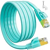 Soibke LAN Kabel 15 Meter, Cat 7 Flach Netzwerkkabel 15m Ethernet Kabel High Speed 10Gbps Wifi Kabel Outdoor Internetkabel Geschirmt FTP Patchkabel Gigabit Internet RJ45 Kabel für Router Modem