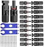 11Paar Solarstecker Solar Stecker Set Solarpanel PV Stecker Wasserdicht Kabelstecker, Solar Verbinder, Photovoltaik Steckverbinder für 2.5/4/6 mm² Solarpanel PV Kabel