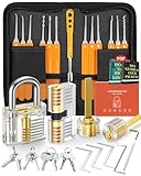 EVENTRONIC Lockpicking Set mit 32 Dietrich, 4 Transparenten Trainingsschlössern und Handbuch - Das perfekte Lock Pick Set für Anfänger und Profis, Orange