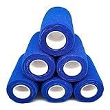 6 Rollen Selbstklebender Verband, 10cm x 4.5m Haftbandage Verband Pflasterverband Elastische Selbsthaftende Bandage Sport Fixierbinde Selbstklebend Tape Blau