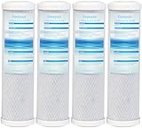 Geekpure 10 Zoll Kohlenstoff Block Aktivkohleblock Ersatzfilterpatrone für Umkehrosmoseanlage - 2,5' x 10'- Pack 4-5 Mikron