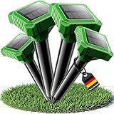 Maulwurf Vertreiber, Solar Katzenschreck für Garten, 4 Stück Maulwurfschreck, IP65 Wasserdicht Marderschreck Wirksam gegen Katzen, Hunde, Vögel, Füchse, Ratten, Marder, Mäuse