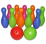 alles-meine.de GmbH XXL - 12 TLG. Set Kegelspiel aus Kunststoff/Plastik - für Außen + Innen - Bunte Farben Kegeln Kegel - für Kinder/Erwachsene groß - Kind Kegelspiel Bowling..