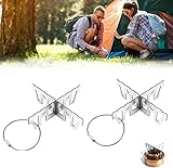 KLYNGTSK 2 Stück Alkohol Kreuzständer Edelstahl Alkohol Herd Rack Halter Tragbar Alcohol Stove Stand Camping Herd Ständer Outdoor Alkohol Ofen Halter Topfkreuz Kreuzständer für Picknick Wandern