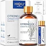 HIQILI Citronella Öl 100ml, Naturreines ätherisches Aromatherapieöl von Therapeutischer Qualität, 100% Rein & Naturliches Citronella Ätherisches Öl für Diffuser, Kerzenherstellung, Haut