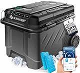 KESSER® Kompressor Kühlbox elektrisch 51 Liter |Camping Gefrierbox mit LED-Touch| Mit APP-Steuerung & Kühlakkus USB-Anschluss 12/24 V 230V| Kühlschrank Kühlung bis -20°C für Auto Lkw Anthrazit Schwarz