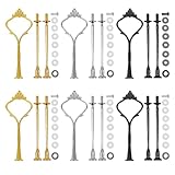 6 Set Etageren Stangen Set, Etagere Bausatz, Metallstangen Mittellochausstech 2 bis 3 Etage für Hochzeitstorte Tortenhalter, Stange für Etagere 3 Stöckig, für Zuhause, Büro(Gold Silber und Schwarz)