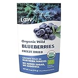 Getrocknete Bio-Wildheidelbeeren, ohne Zuckerzusatz, 113g, gefriergetrocknete Heidelbeeren aus nordischen Wäldern, 100% Vollfrucht-Wildheidelbeeren, ohne Zusatzstoffe, frei von Gentechnik