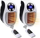 Heater, Greenhouse Heater, Ceramic Heater, Steckdosen Heizlüfter Mit Fernbedienung, Mini Keramik Elektroheizung Mit Thermostat Lüfter 500w, Multi Sicherheitsschutzfür Büro Schlafzimme (2pcs)