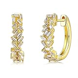 Ayoiow Ohrringe für Damen, Trendy Moissanit Creolen, Gelbgold Ohrringe Gold Echtgold für Sie