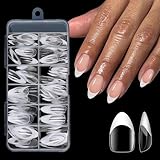 GZMAYUEN Mandel Nagel Tips Full Cover Nageltips für Gelnägel, 120 Stück Short Almond French Transparent Finger Tips Nagelverlängerung Tips