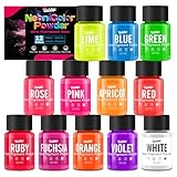 Neon Pigmentpulver - 12x10g Hochwertige Fluoreszierende Farbe für Epoxidharz, Nagelkunst, Slime, Malerei, Kerzen, Seifenherstellung, Lang Anhaltende Neonfarbe für Halloween-Dekoration, Bastelarbeiten