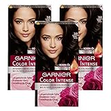 Garnier dauerhafte Creme-Coloration, für intensive, langanhaltende Farbe, 100% Grauabdeckung, Color Intense, 3.0 Dunkelbraun, 3 x 1 Stück