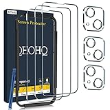 QHOHQ 3 Stück Panzer Schutz Glas für iPhone 14 Plus 6.7' mit 3 Stück Kamera Panzer folie, 9H Härte, Ultra-HD, Anti-Kratz, 0.33mm Ultra-Klar, Hülle Freundllich, mit [Einfachem Montagerahmen]