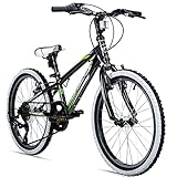 Bergsteiger Kansas 20, 24 Zoll Kinderfahrrad, geeignet für 6, 7, 8, 9, 10, 11 Jahre, Shimano 6 Gang-Schaltung, Mountainbike mit Weißwandbereifung, Jungen-Fahrrad, Mädchen-Fahrrad