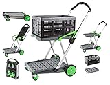 Clax® Trolley | Faltwagen | Etagenwagen | Kommissionierwagen | inkl. Klappbox | grün