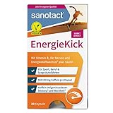 sanotact EnergieKick Kapseln • 20 Energie Kapseln als Energie Booster • Koffeintabletten mit Taurin+Vitamin B2 • Wachmacher bei Müdigkeit & für mehr Energie