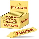 Toblerone Schokolade Riegel - Feine Schweizer Milchschokolade mit Honig- und Mandelnougat - Thekendisplay - 24 Riegel à 35g