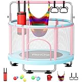 FitinOne 140cm Kindertrampolin, Indoor und Outdoor-Spielzeug mit Schaukel, bis 200 kg belastbar, Trampolin für Kinder mit Turnstange – Geburtstagsgeschenk für Jungen und Mädchen von 1 bis 8 Jahren