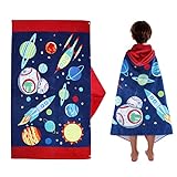 FLYISH DIRECT Badeponcho Kinder 100% Baumwolle Kinderhandtuch Poncho Kinder Badetuch Handtuch mit Kapuze Strandtücher für Jungen und Mädchen, 127 x 76cm