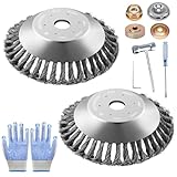 2Pcs Unkrautbürste für Freischneider,6 Zoll+6 Zoll 25,4 mm Unkrautbuerste,Drahtbürste Für Freischneider Unkrautbürste,Unkrautbürste Für Motorsense Mit Unkrautbürste,Wildkrautbürste für Motorsense