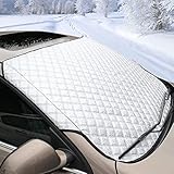 FREESOO Schneeschutz Auto Frontscheibe, Frostschutz Auto Frontscheibe Abdeckung- Autoscheibenabdeckung Windschutz Frostabdeckung Winter Frontscheibenabdeckung gegen Schnee EIS Frost 147X100CM