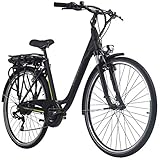 Adore E-City Bike Damen Versailles 28'' Alu Pedelec schwarz-grün 7 Gang E-Bike 250 Watt Li-Ion 36V/10,4 Ah