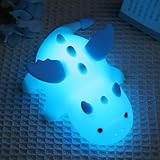 Ammonite Nursery Night Light, Süßes Drachen Lampe mit 8 Farben, Dimmbar Silikon Kinderzimmer Nachtlicht, Wiederaufladbare LED Nachttischlampe mit 30 Minuten Timer, Zimmer Deko für Baby Kinder