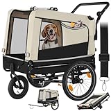 tectake® Fahrradanhänger multifunktional - als Hunde Anhänger Wagen für Fahrrad und e Bike, Jogger oder Buggy, Belastbarkeit bis 40kg, faltbar, schneller Umbau, inkl. Sicherheits Zubehör - beige