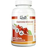 Health+ Guarana-Extrakt - 120 Kapseln, hochwertiger Extrakt mit 10prozent Koffein, ohne Zusätze, hochwertige Guarana Kapseln für eine natürliche Koffeinversorgung, Made in Germany