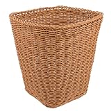 TOYANDONA Geflochtener Mülleimer aus Kunststoff Kompakter Aufbewahrungskorb fürs Wohnzimmer und Büro Rustikaler Papierkorb im Landhausstil