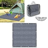 MAYTIIMO Vorzeltteppich Campingteppich - Outdoor Campingmatte HDPE Markisenteppich mit Tragetasche Zeltboden Teppich für Camping - 200x200cm Grau Blau