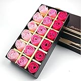 18 Stücke Rosen Duftseifen, Rose Soap Blumen in GeschenkBox, Faszinierende Duft von Rosen, Hübsche Form, Farbverlauf Farbe