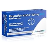 Ibuprofen axicur 400 mg akut Filmtabletten, bei Schmerzen und Fieber, entzündungshemmend, Linderung von Kopfschmerzen, Zahnschmerzen, Regelschmerzen und Fieber, 20 Stk