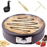 Duronic PM152 Crepesmaker | Crepes-Eisen für 37 cm XXL Crêpes | Tortillas Galettes Burritos Tacos Maker | Fiesta Elektrogrill mit Zubehör | Grillplatte mit stufenloser Temperatureinstellung | 1500 W