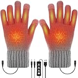 Fouvin Beheizbare Handschuhe, Winterhandschuhe, USB Handschuhe für Damen und Herren,Touchscreen Skihandschuhe Fahrradhandschuhe mit 3-stufige Temperaturregelung 45-40-37 °C (Grau)