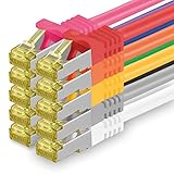 Cat.7 Netzwerkkabel 0,25m 10 Farben 10 Stück Cat7 Ethernetkabel Netzwerk LAN Kabel Rohkabel 10 Gb s SFTP PIMF LSZH Set Patchkabel mit Rj 45 Stecker Cat.6a