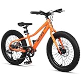 Glerc Mars 20 Zoll Kinderfahrräder Fat Tire Mountainbike für Alter 6 7 8 9 10 11 12 Jahre alt Jungen Mädchen Teens mit 6 Gang Shimano Antrieb Dual Disc Bremsen, Orange