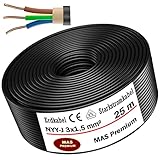 MAS Premium Erdkabel Starkstromkabel Von 5m bis 170m NYY-J 3x1,5 mm² Elektrokabel Ring zur Verlegung im Freien, Erdreich (25m)