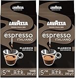 Lavazza, Espresso Italiano Classico, Gemahlener Kaffee, mit Blumigen und Fruchtigen Aromanoten, Ideal für Mokka-Kannen oder Filterkaffee, 100% Arabica, Intensität 5, Mittlere Röstung, 250 g Packung