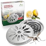 GARDIGO® Citronella-Räucherspirale Set | 10x Citronellaspirale samt Räucherschale | Wohlriechender Zitroniger Duft | Feuerfeste Schale | Camping Grillabend Terrasse Balkon Garten See | Outdoor, Mücken